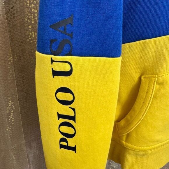 POLO Ralph Lauren Toddler Boys 3T Colorblock Blue Yellow Red Hoodie - Picture 5 of 9